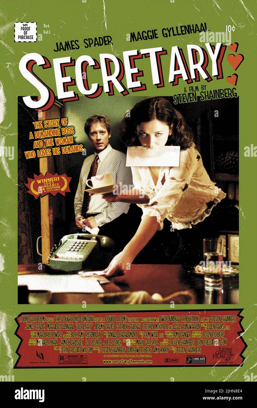 JAMES SPADER, MAGGIE GYLLENHAAL POSTER, SECRETARY, 2002 Stock Photo Alamy