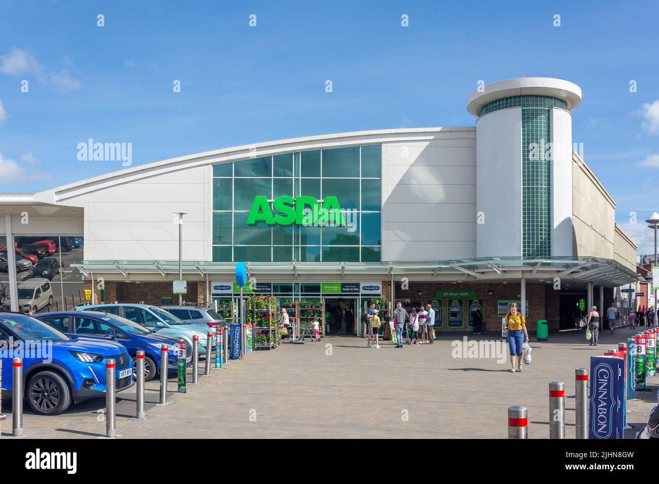 Entrance to Asda Rugby Superstore, Chapel Street, Rugby, Warwickshire, England, United Kingdom Stock Photo