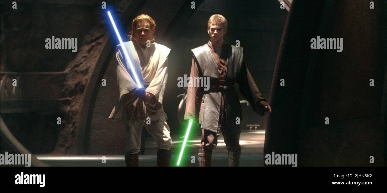 EWAN MCGREGOR, HAYDEN CHRISTENSEN, STAR WARS: EPISODE II - ATTACK OF THE CLONES, 2002 Stock Photo