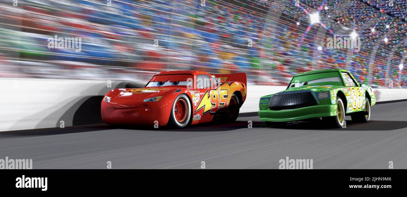 LIGHTNING MCQUEEN, CHICK HICKS, CARS, 2006 Stock Photo