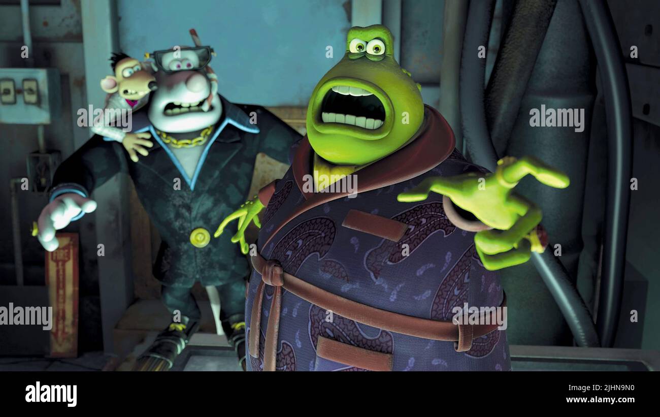 SPIKE, WHITEY, TOAD, FLUSHED AWAY, 2006 Stock Photo