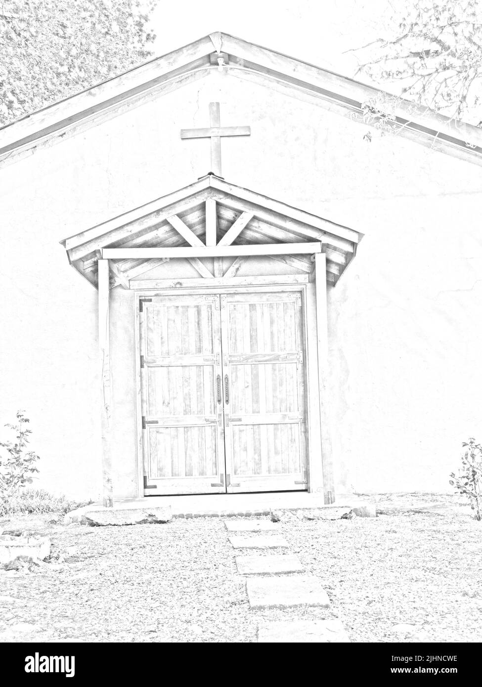 Drawing of an entrance to the church in Chile Stock Photo
