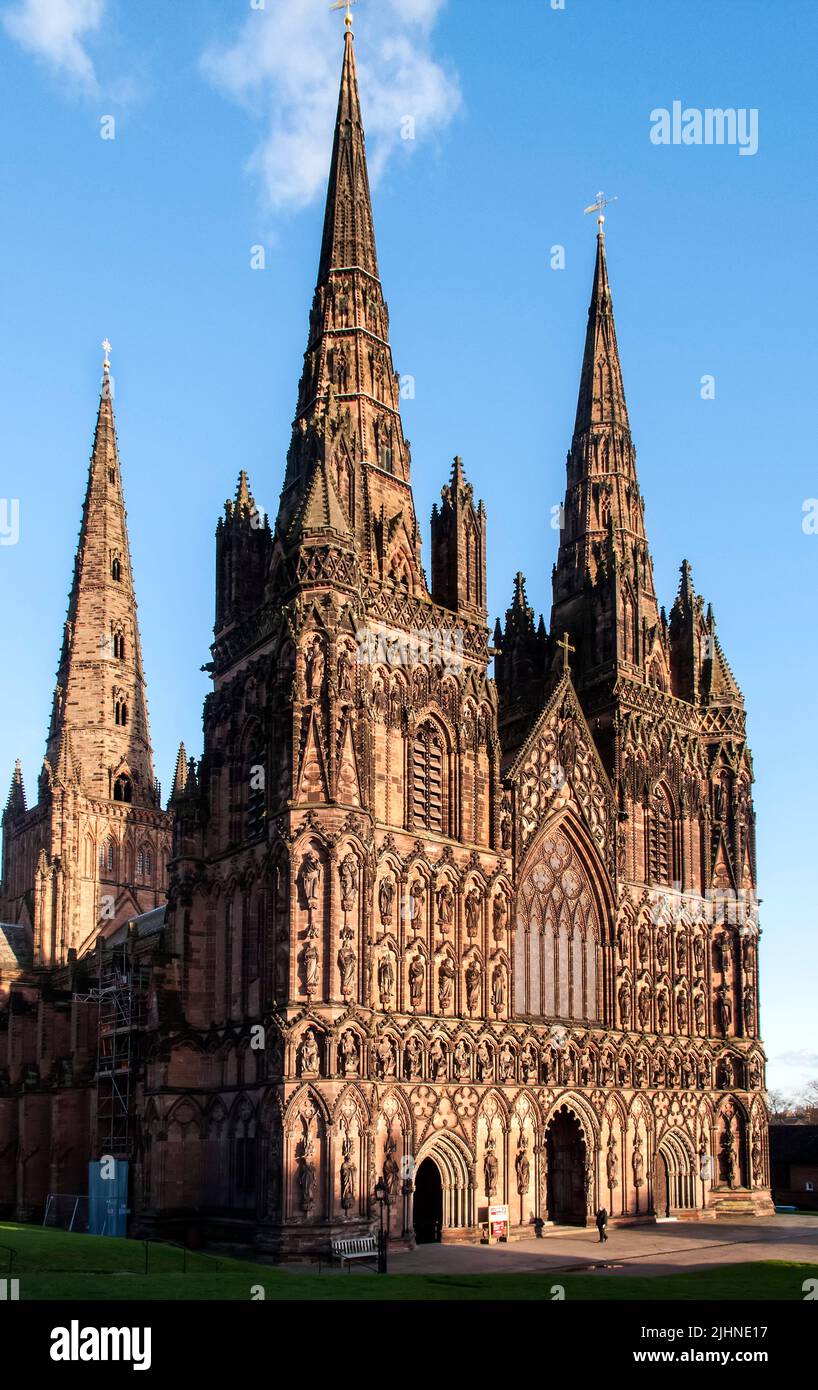 Three-spired cathedral, Lichfield, Staffordshire, England, UK Stock Photo