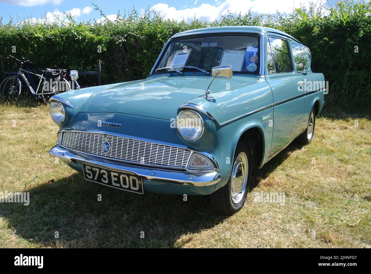 A 1960 Ford Anglia 105e Deluxe Saloon Parked On Display At The 47th 