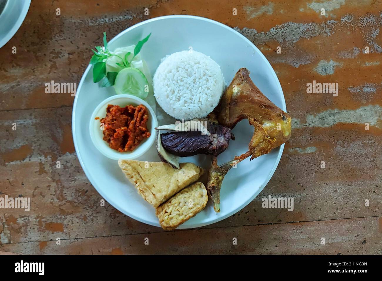 Fried Beef Ribs and Fried Chicken at Resto Jakarta, Indonesia Stock