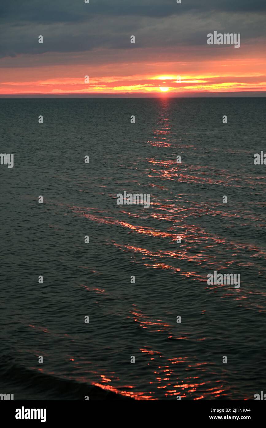 Sunset at the Apostle Islands National Lakeshore in Lake Superior Stock