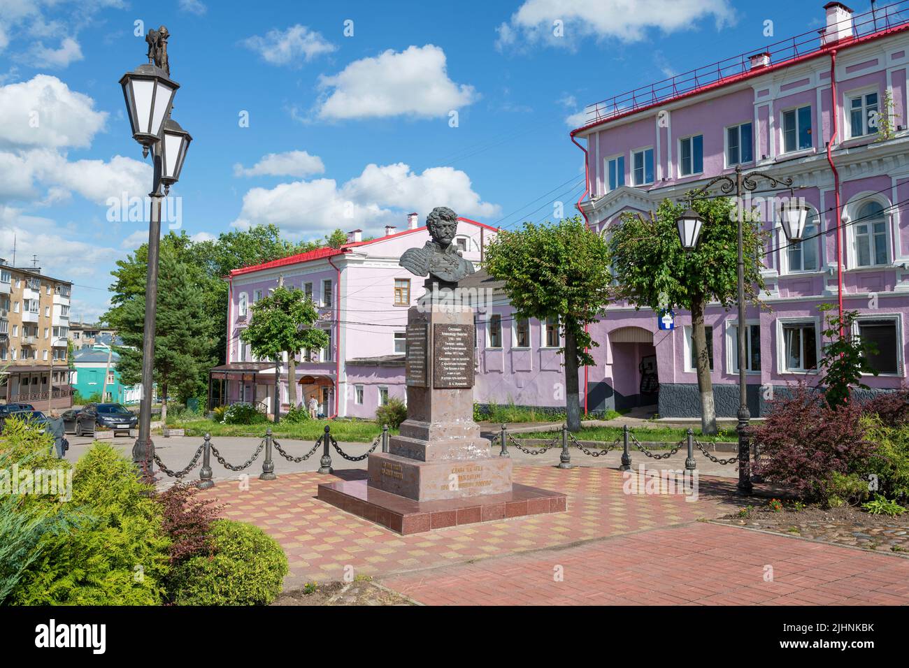 RZHEV, RUSSIA - JULY 15, 2022: Monument to the hero of the war of 1812 General Seslavin Aleksandur Nikitich on a sunny July day Stock Photo