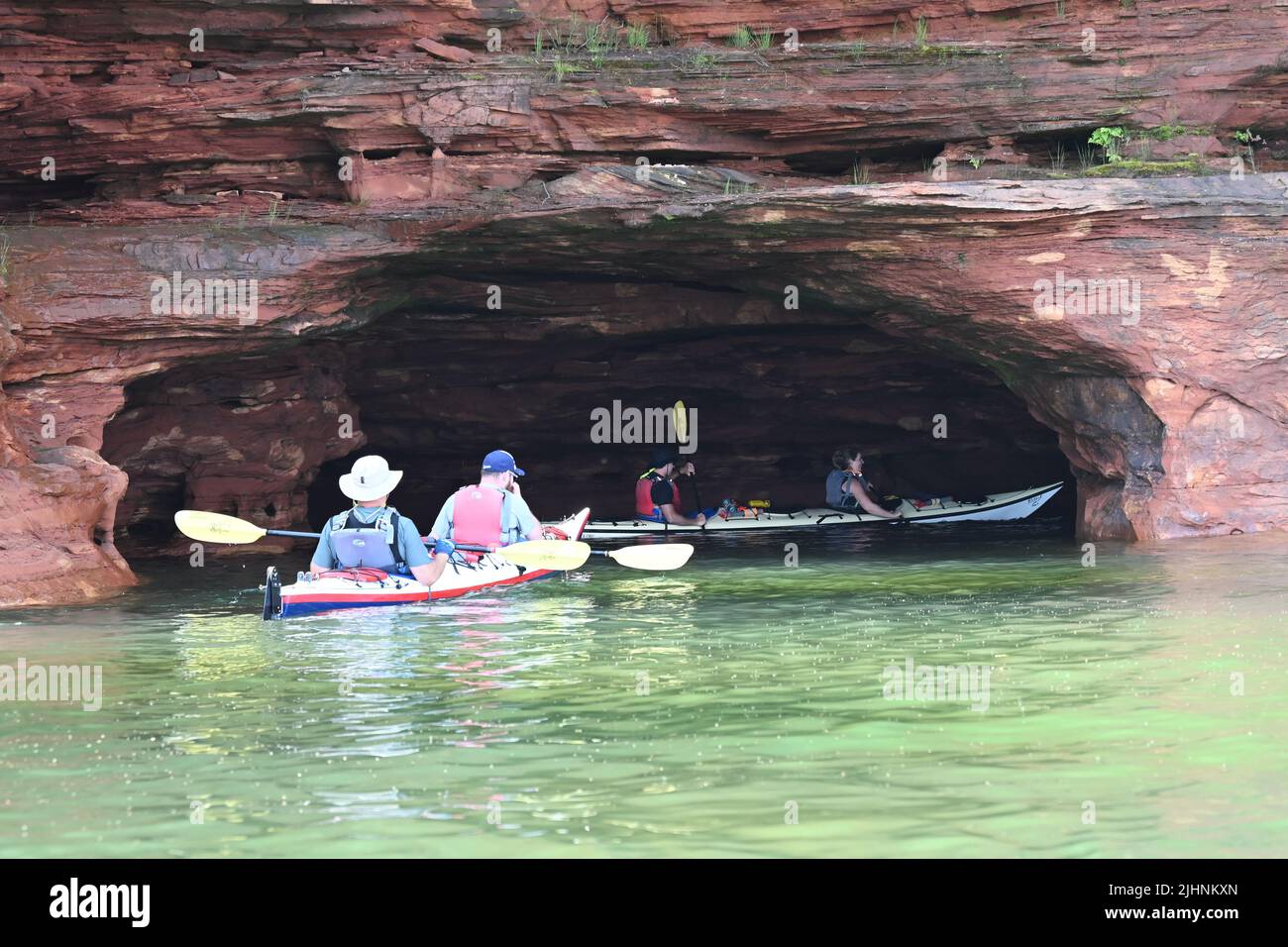 Kayaking the sea caves at the Apostle Islands National Lakeshore in
