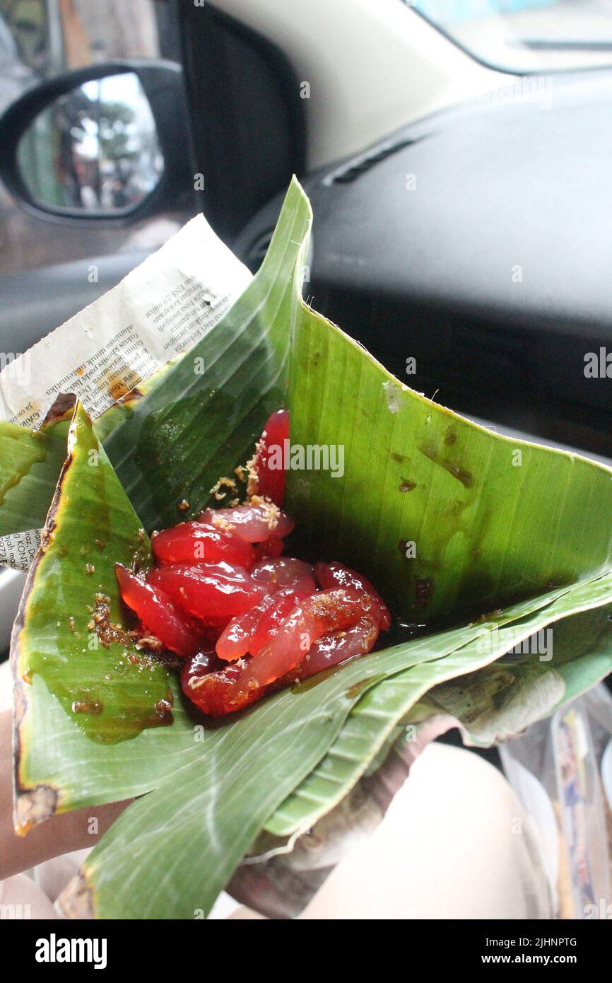Cenil, traditional java food made from casava flour, in Yogyakarta, Indonesia Stock Photo