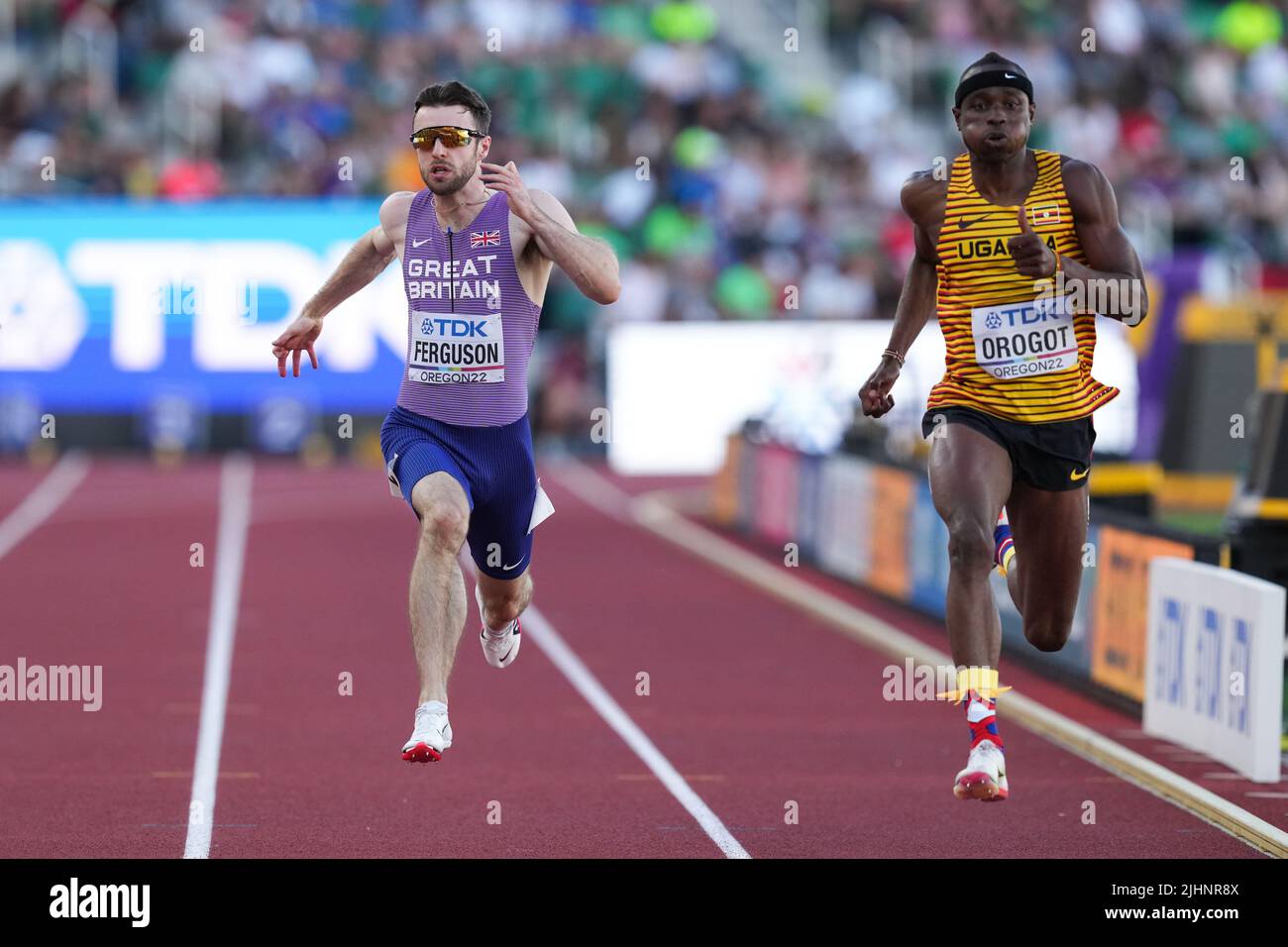 Great Britain's Joe Ferguson during the Men’s 200m Semi-Final on day five of the World Athletics Championships at Hayward Field, University of Oregon in the United States. Picture date: Tuesday July 19, 2022. Stock Photo