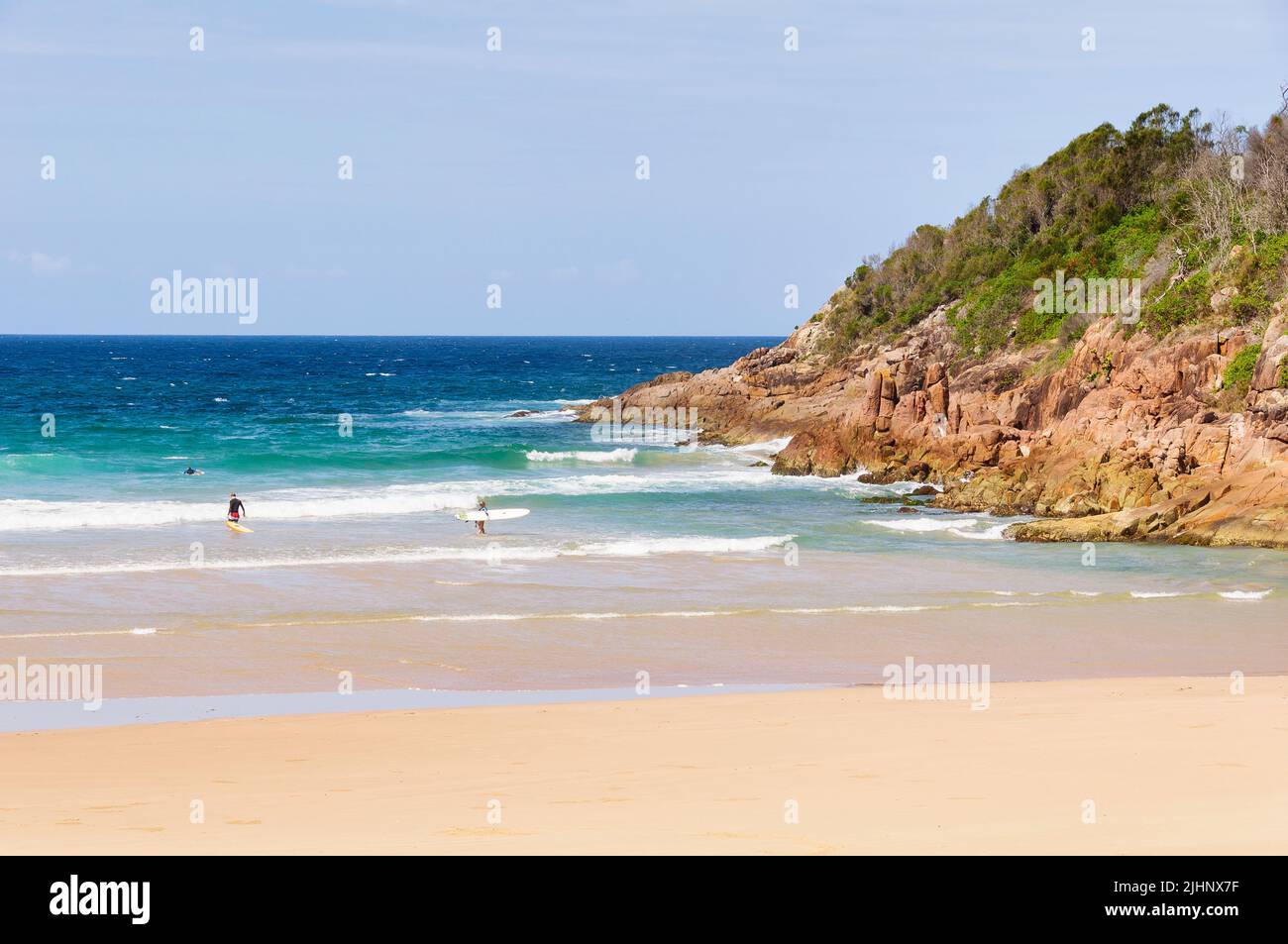 One Mile Beach is a lovely sandy patrolled beach - Port Stephens, NSW, Australia Stock Photo
