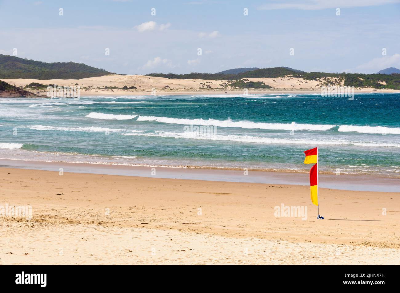 One Mile Beach is a lovely sandy patrolled beach - Port Stephens, NSW, Australia Stock Photo