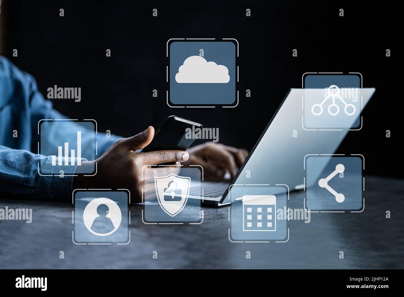 Business Cloud Technology. Data Storage Network And Connection Stock Photo