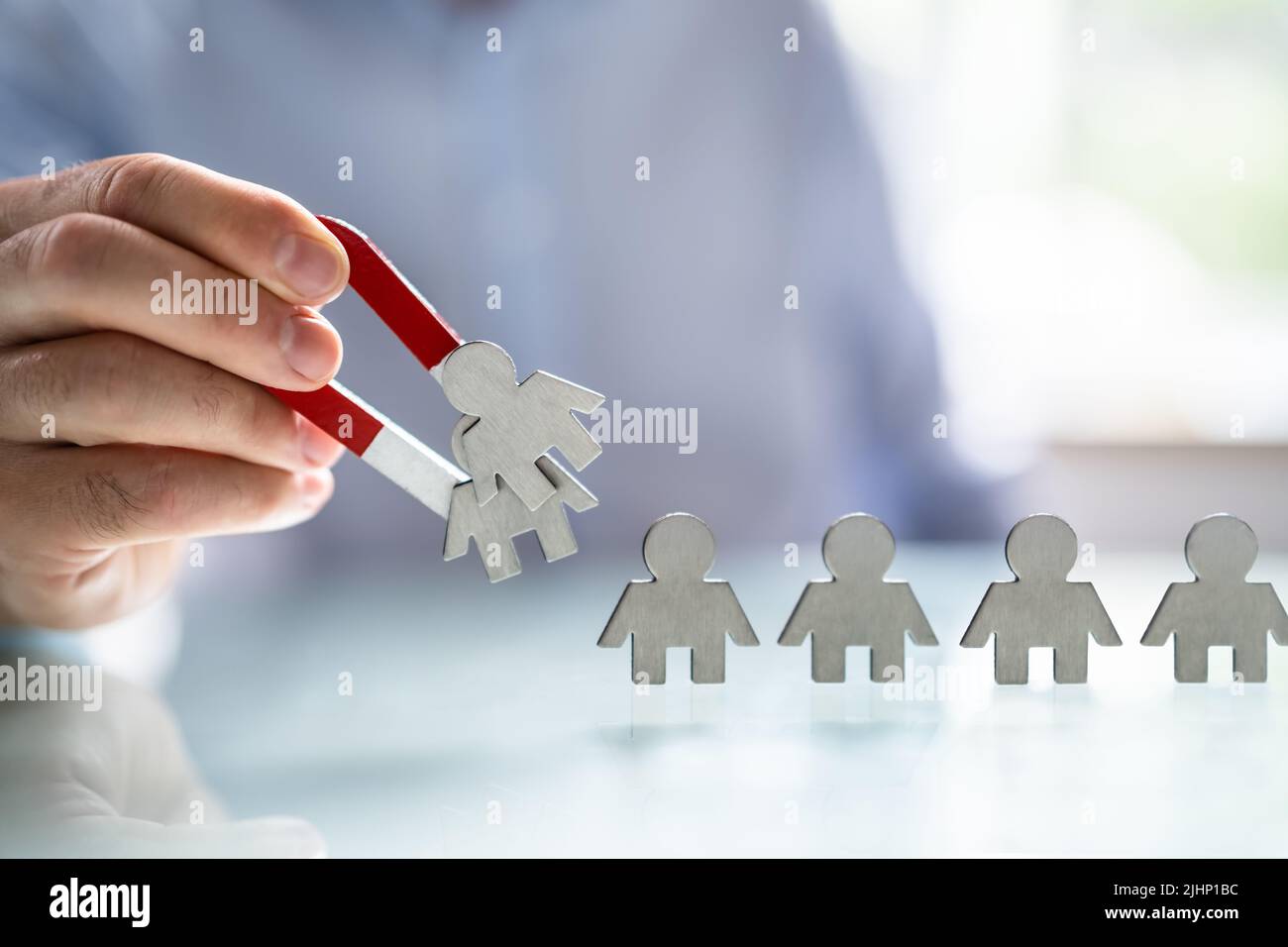 Attract Lead And Customer Using Magnet. Business Management Stock Photo