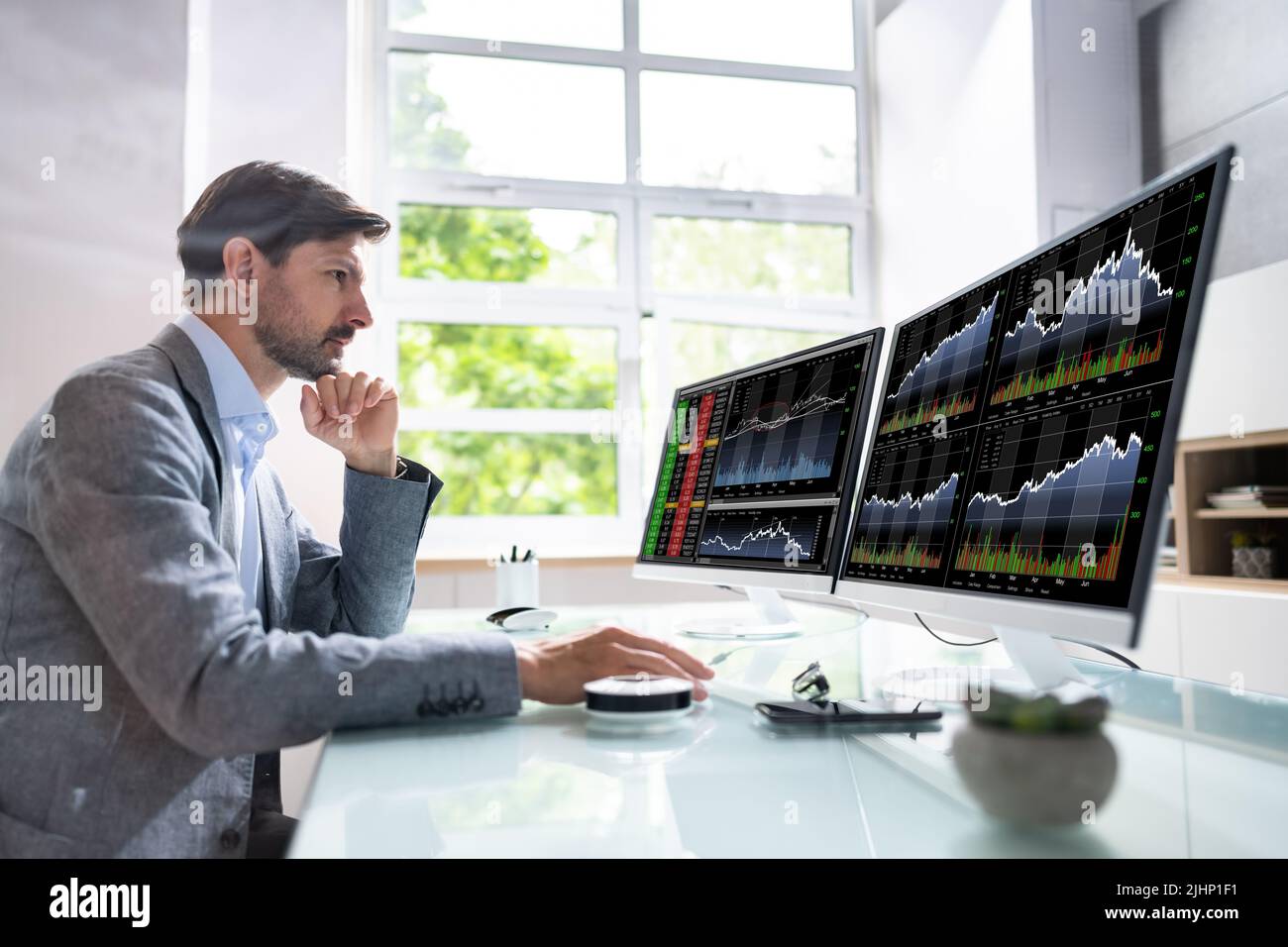 Man Programmer. Man Coding On PC Computer Stock Photo - Alamy