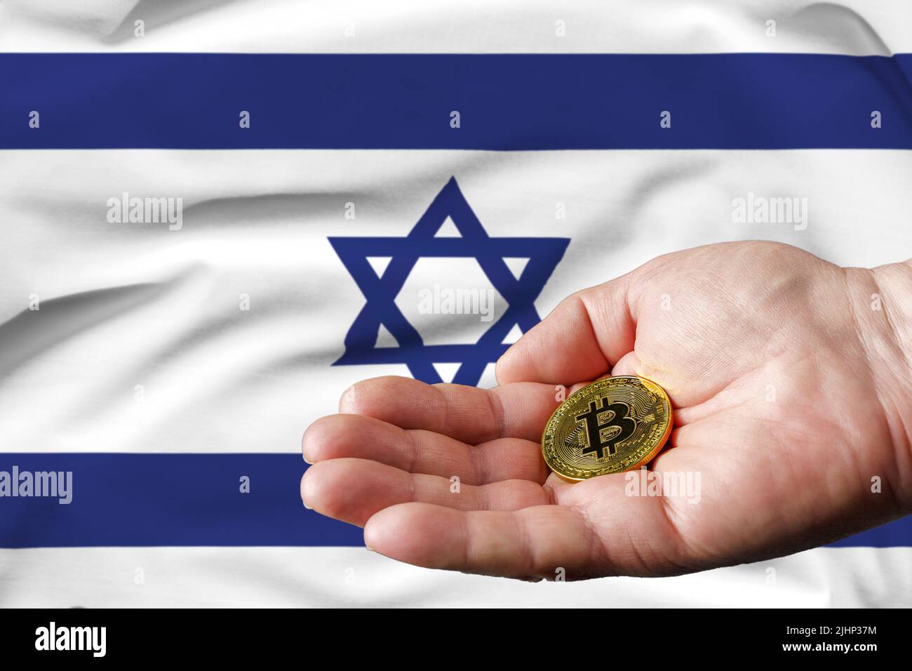 Golden bitcoin with the Israel flag in the center/Israel cryptocurrecy  concept Stock Photo - Alamy