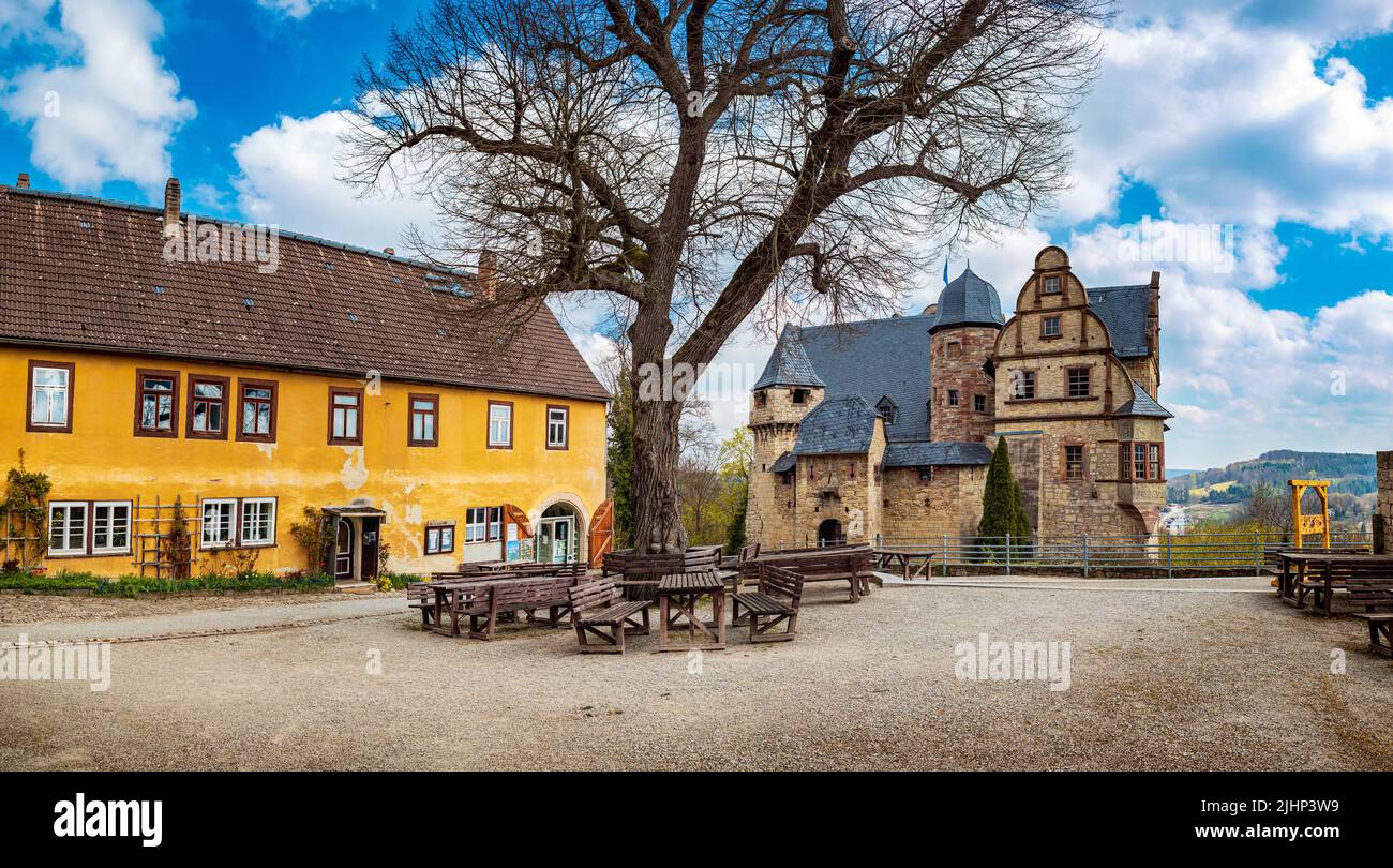KRANICHFELD, THURINGIA, GERMANY - CIRCA APRIL, 2022: Castle Niederburg Kranichfeld in Germany. Stock Photo