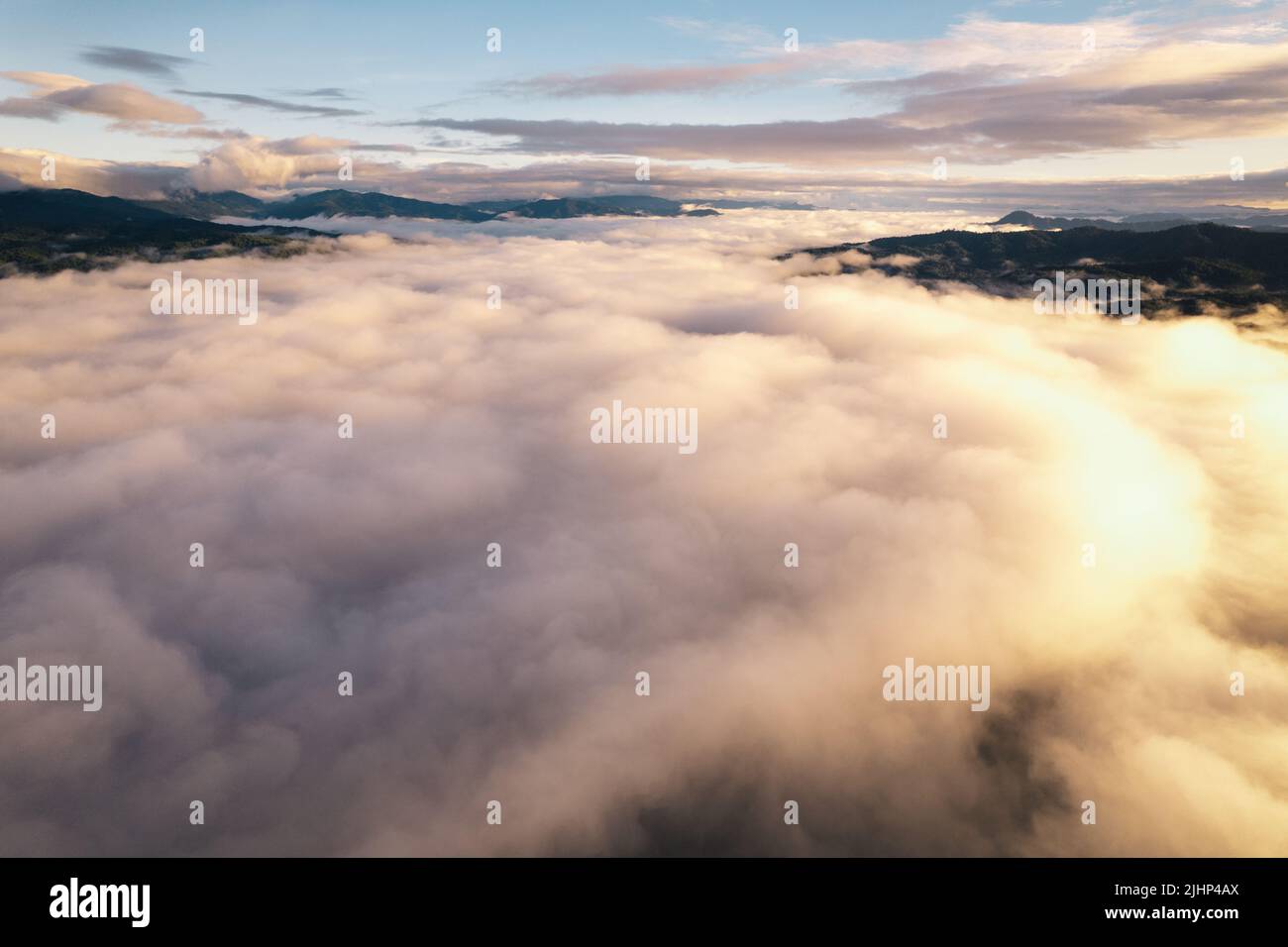 fog and clouds in the morning in the forest form above Stock Photo - Alamy