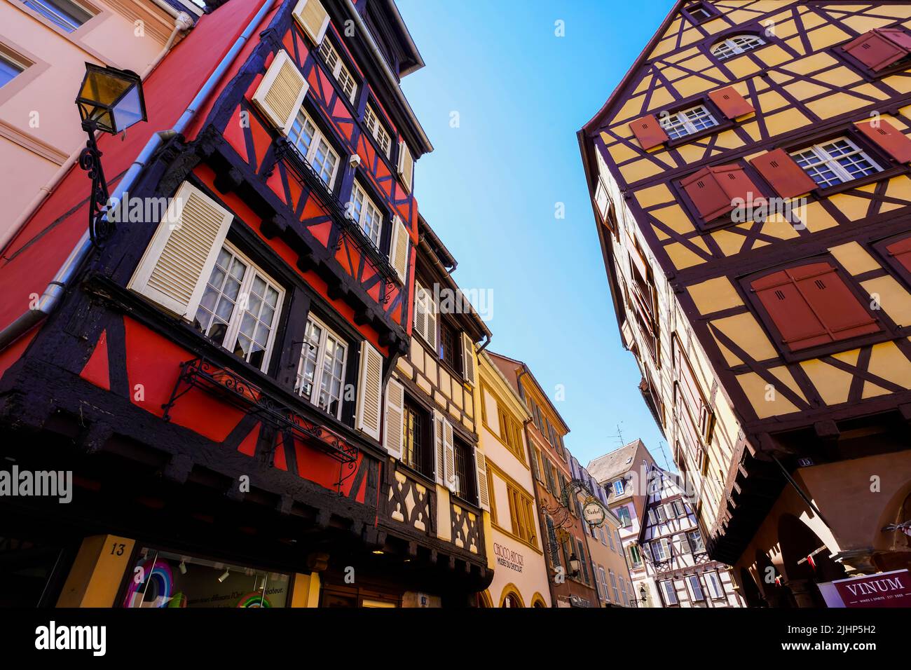 Colorful traditional Alsatian houses in the historic town of Colmar, Alsace, France. Stock Photo