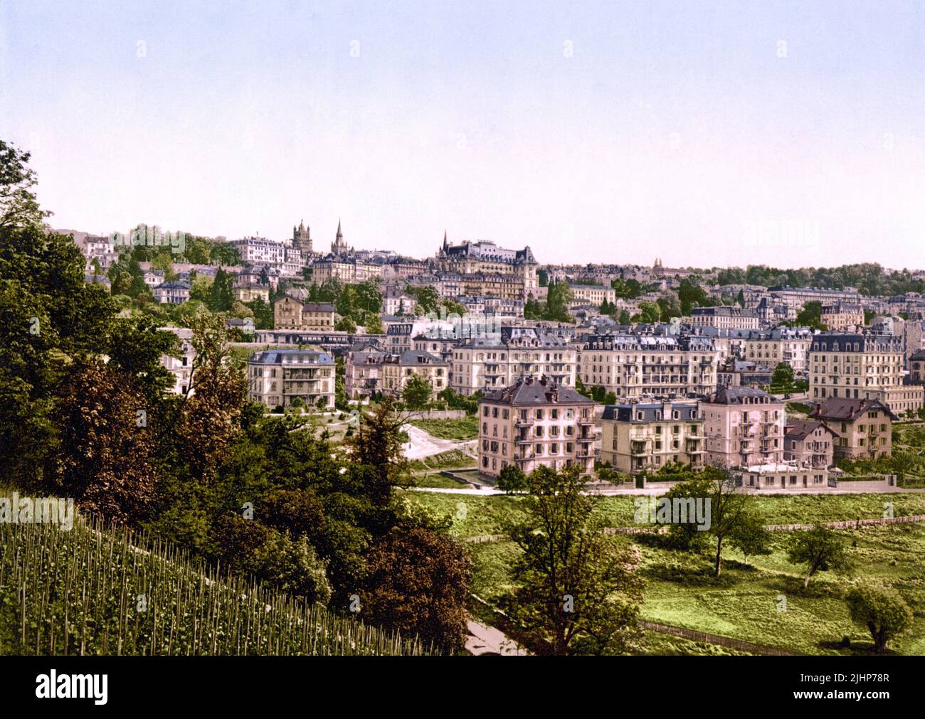 Lausanne and Montriond, Vaud, Switzerland 1890. Stock Photo