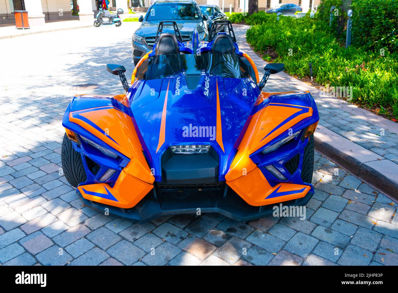Miami Beach, Florida USA April 15, 2021 blue orange polaris