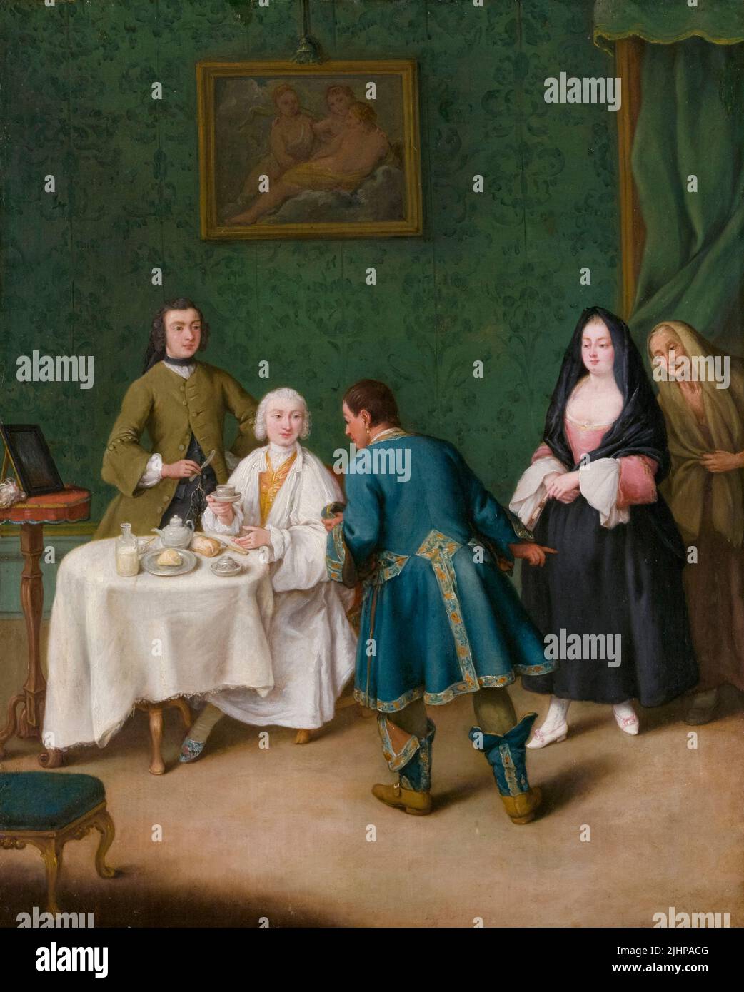 Pietro Longhi, The Temptation, painting in oil on canvas, 1746 Stock Photo