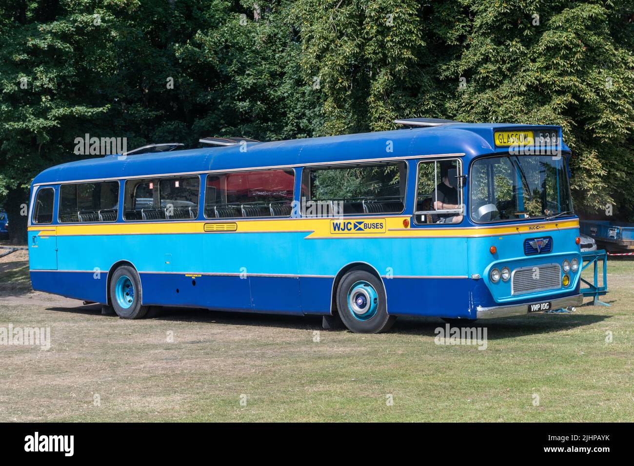 A WJC buses Leyland AEC 1969 vintage bus from Scotland at a transport event in Hampshire, England, UK Stock Photo