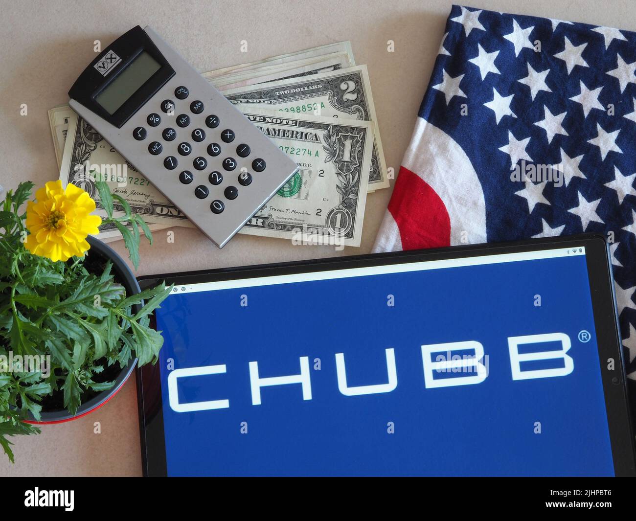 In this photo illustration, Chubb Limited logo seen displayed on a