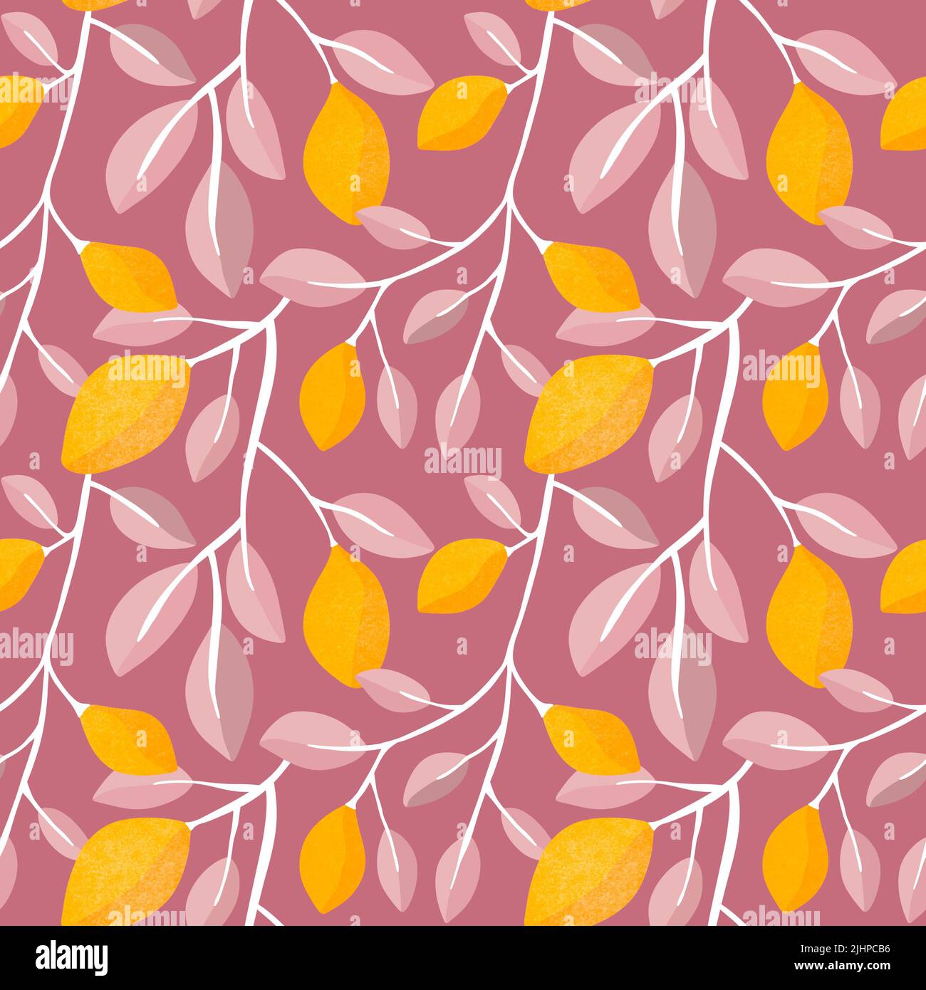Summer citrus seamless lemon and leaves pattern for clothes print and ...