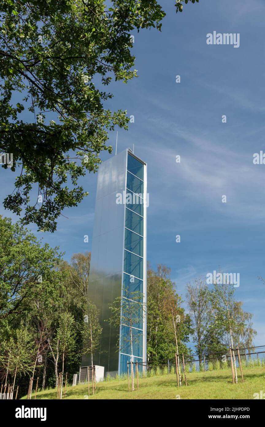 Chorzow, Silesia, Poland; July 18th, 2022: Viewing tower - a part of Planetarium complex in Silesia park after total renovation Stock Photo