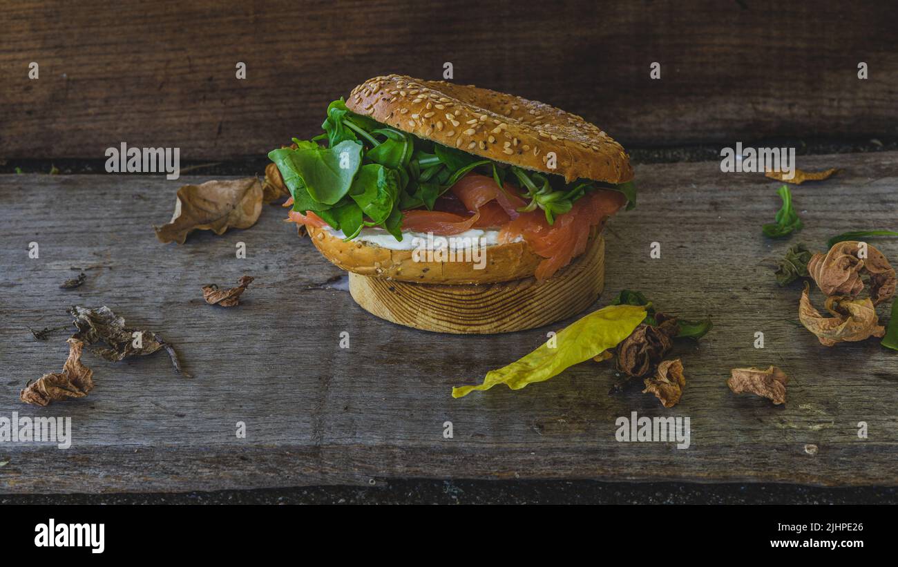 smoked salmon sandwich Stock Photo