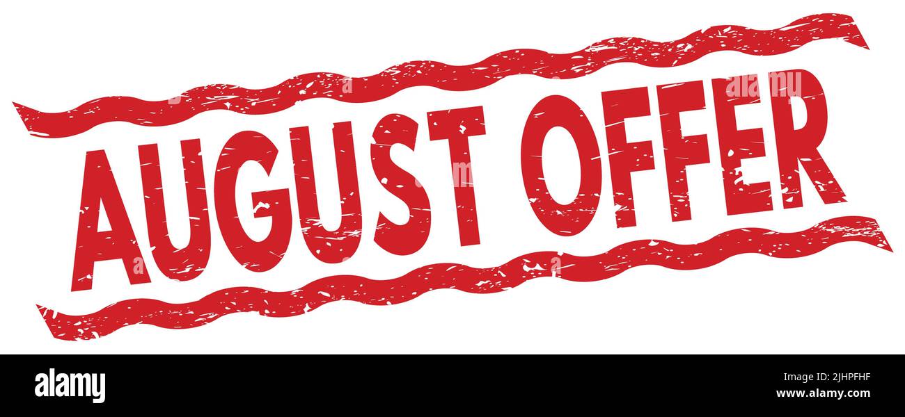 AUGUST OFFER text written on red lines stamp sign Stock Photo Alamy