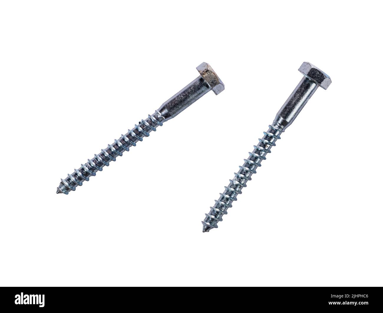 Screws as bolts closeup isolated on white background Stock Photo