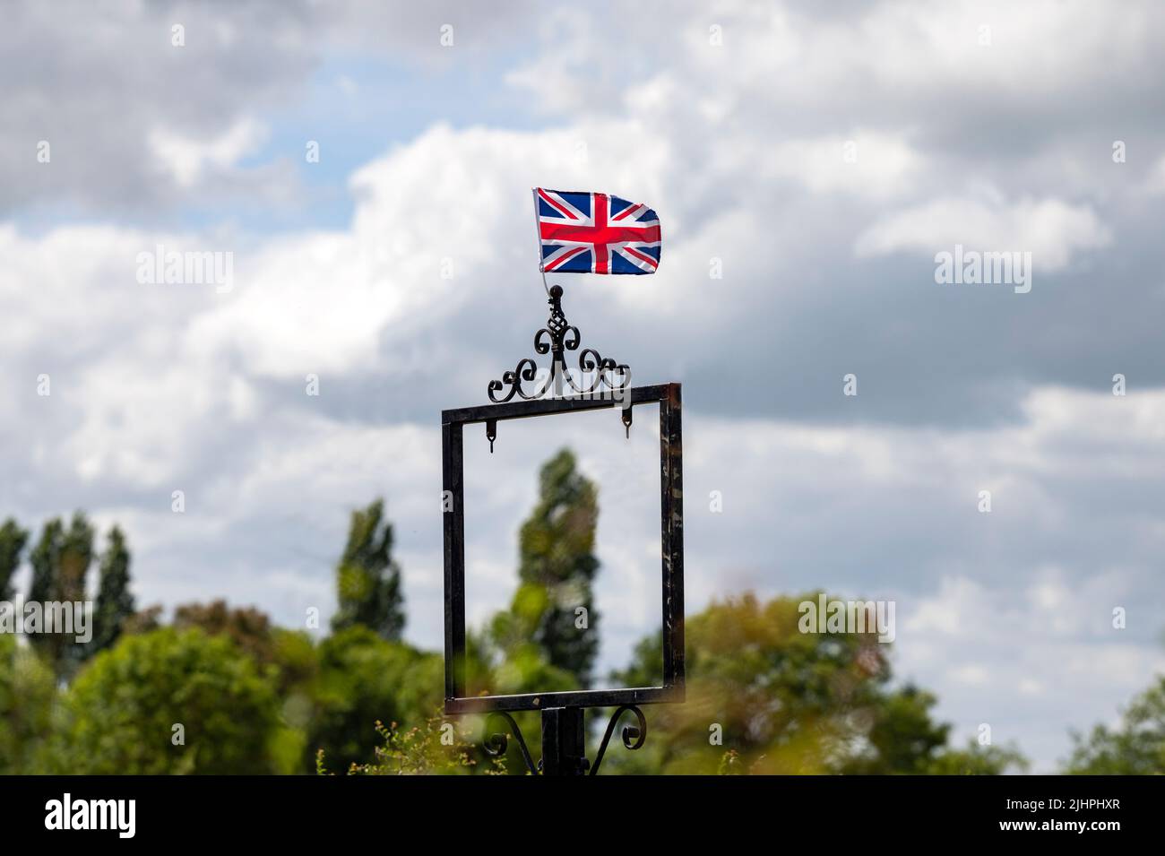 Union Jack flag celebrating the Platinum Jubilee of Queen Elizabeth Stock Photo