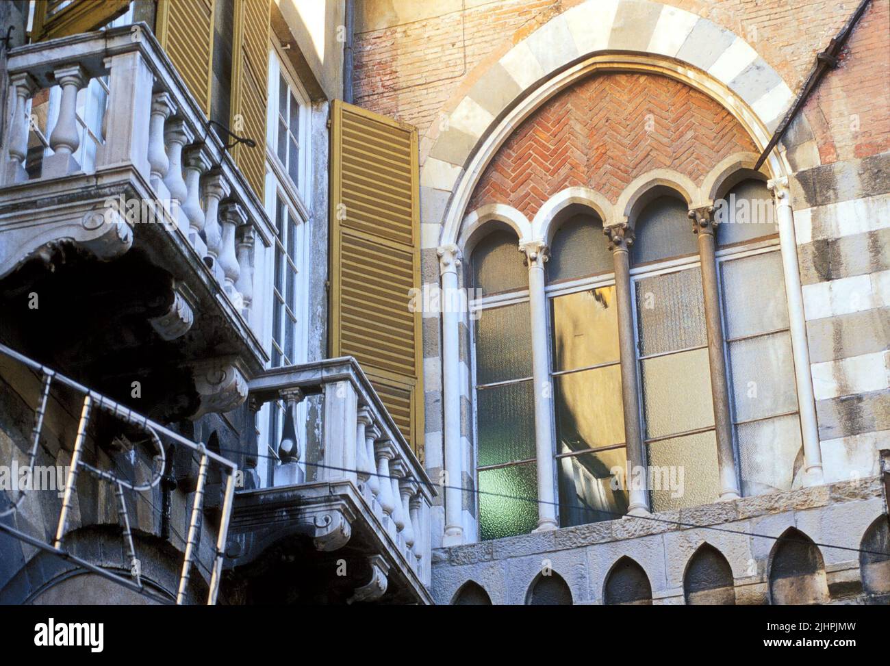 Genoa (Italy), windows detail of the Doria house in S.Matteo square