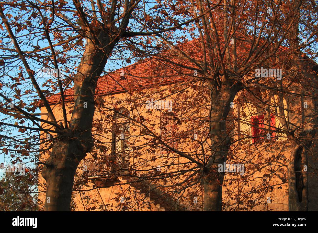 A traditional Lebanese house in autumn. Stock Photo
