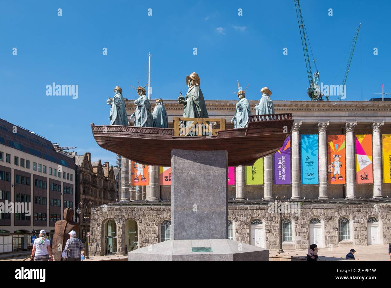 A temporary artwork called Foreign Exchange by artist Hew Locke replaces the statue of Queen Victoria in Victoria Square, Birmingham Stock Photo