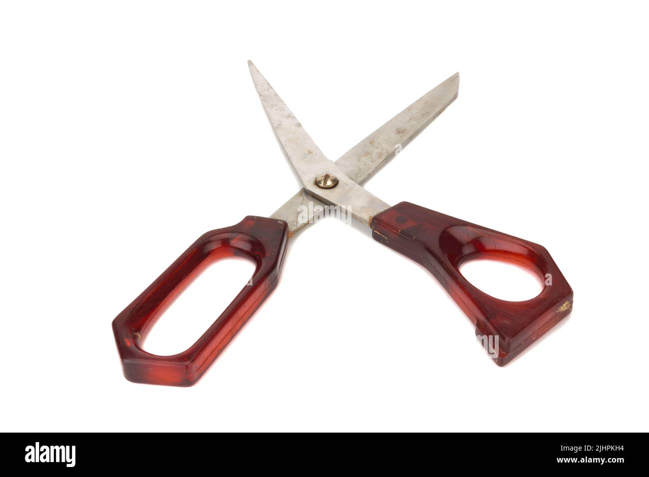 red scissors. dirty. isolated no white background Stock Photo - Alamy