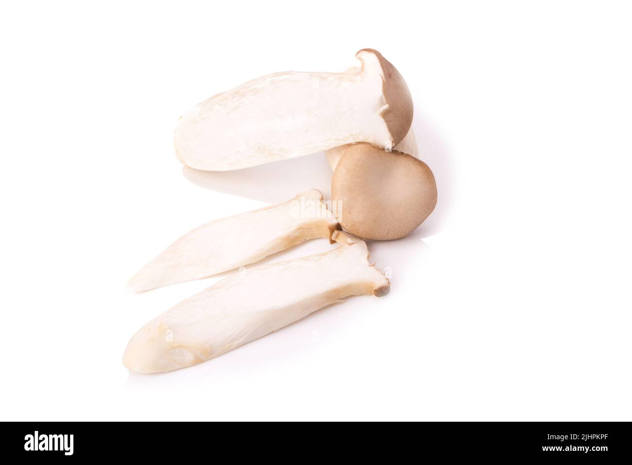 King Oyster mushroom (Eringi) on white backgroud. Stock Photo