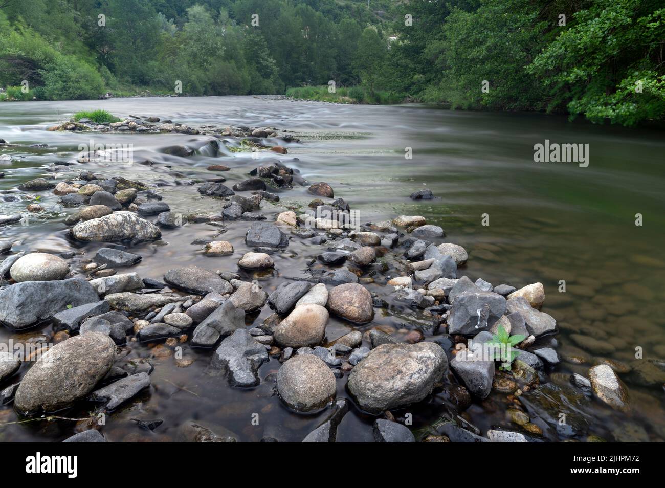 The Allier river in the Haute-Loire department in France in spring Stock Photo