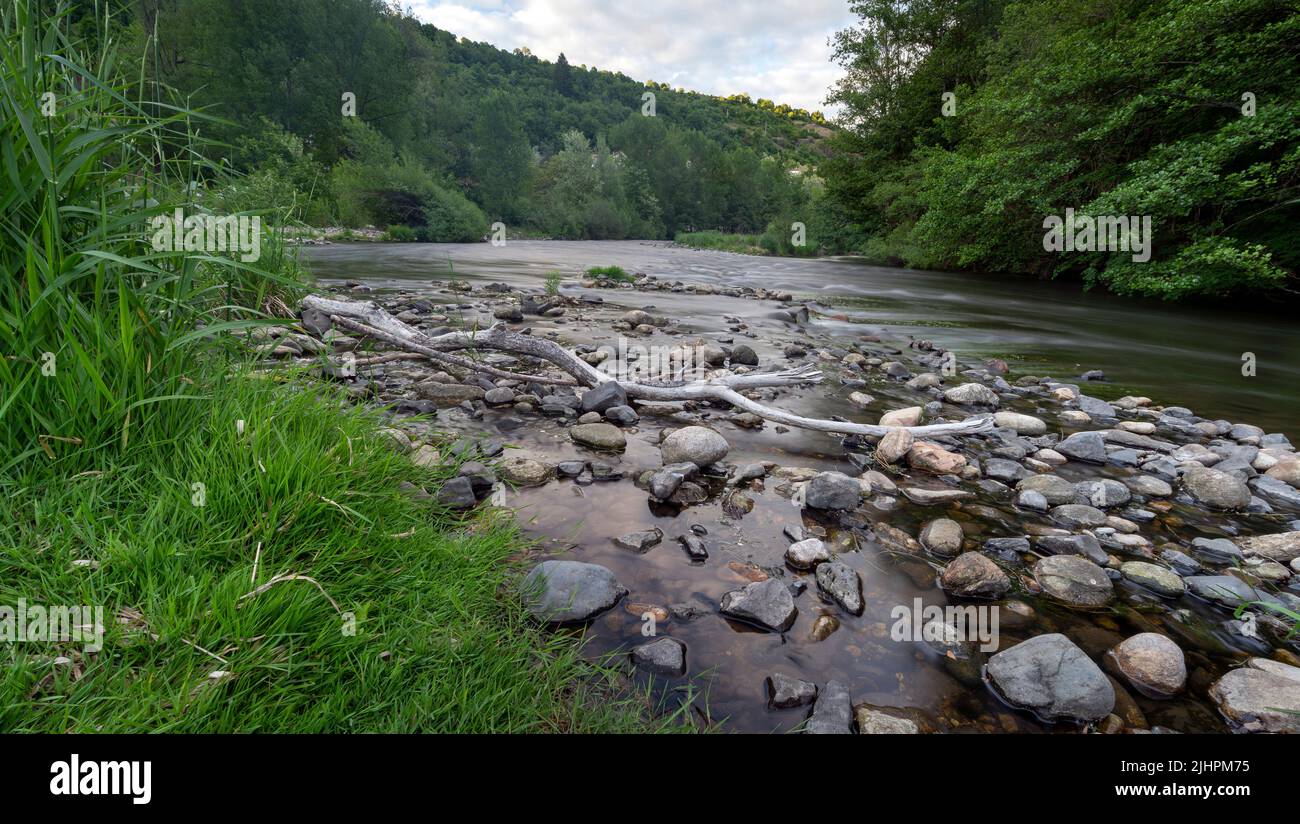 The Allier river in the Haute-Loire department in France in spring Stock Photo