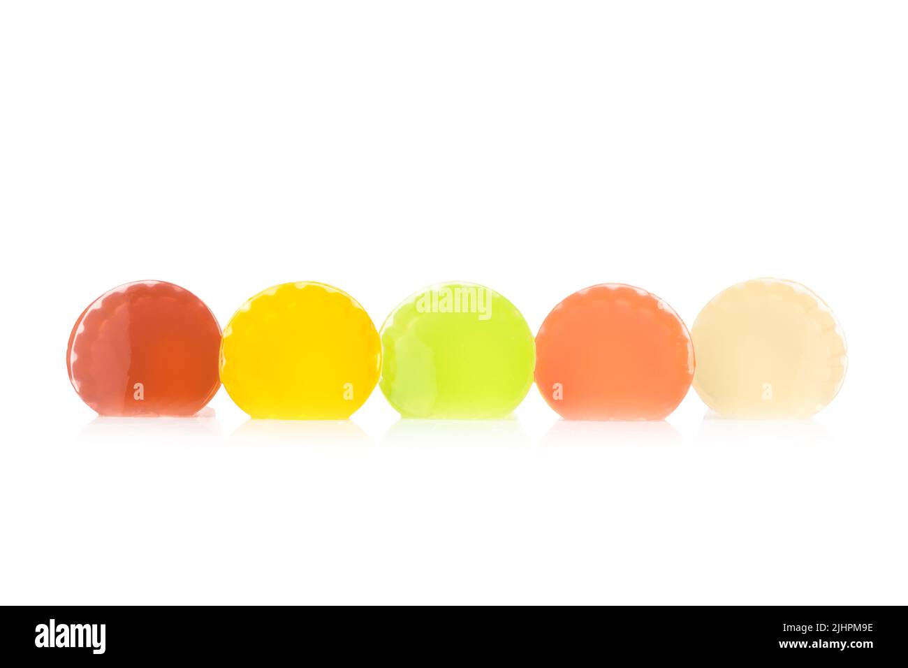 gelatine. color red yellow green pink white. isolated on white background  Stock Photo - Alamy