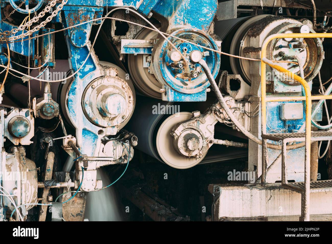 Shafts Of Paper-making Machine At Paper Mill. Detail Stock Photo