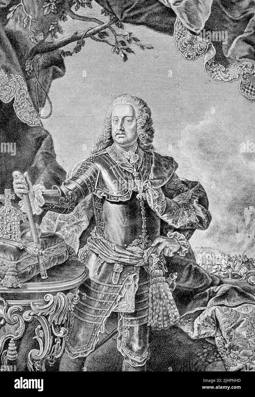 Franz Stephan von Lothringen (geboren 8. Dezember 1708, gestorben 18. August 1765) war als Franz III. Herzog von Lothringen und Bar (1729-1737), als Franz II. Grossherzog der Toskana (1737-1765) sowie ab 21. November 1740 Mitregent in den Habsburgischen Erblanden und seit 1745 als Franz I. Kaiser des Heiligen Römischen Reiches  /  Francis Stephen of Lorraine (born December 8, 1708, died August 18, 1765) was, as Francis III. Duke of Lorraine and Bar (1729-1737), as Francis II Grand Duke of Tuscany (1737-1765), and from November 21, 1740 co-regent in the Habsburg Hereditary Lands and from 1745 a Stock Photo