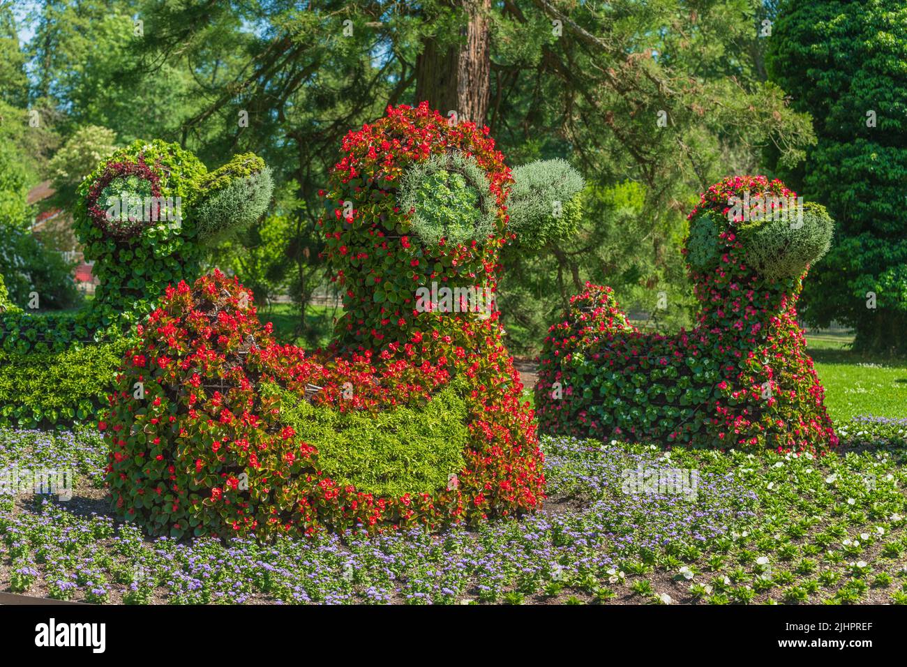 Flower sculptures in flower island of Lake Constance. Mainau Island, BadenWurttemberg, Konstanz