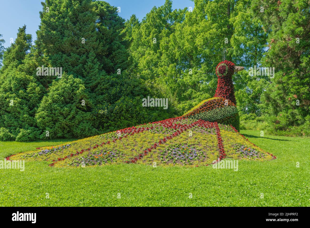 Flower sculptures in flower island of Lake Constance. Mainau Island, BadenWurttemberg, Konstanz