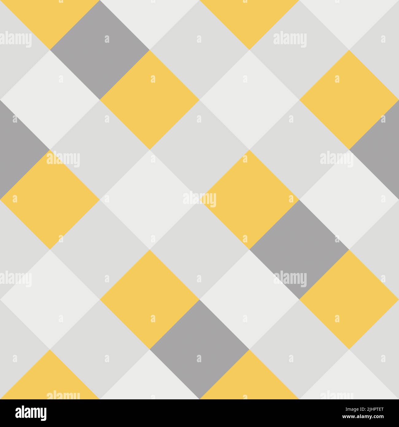 Yellow Gray White Large Diagonal Seamless French Checkered Pattern. Big Inclined Colorful Fabric