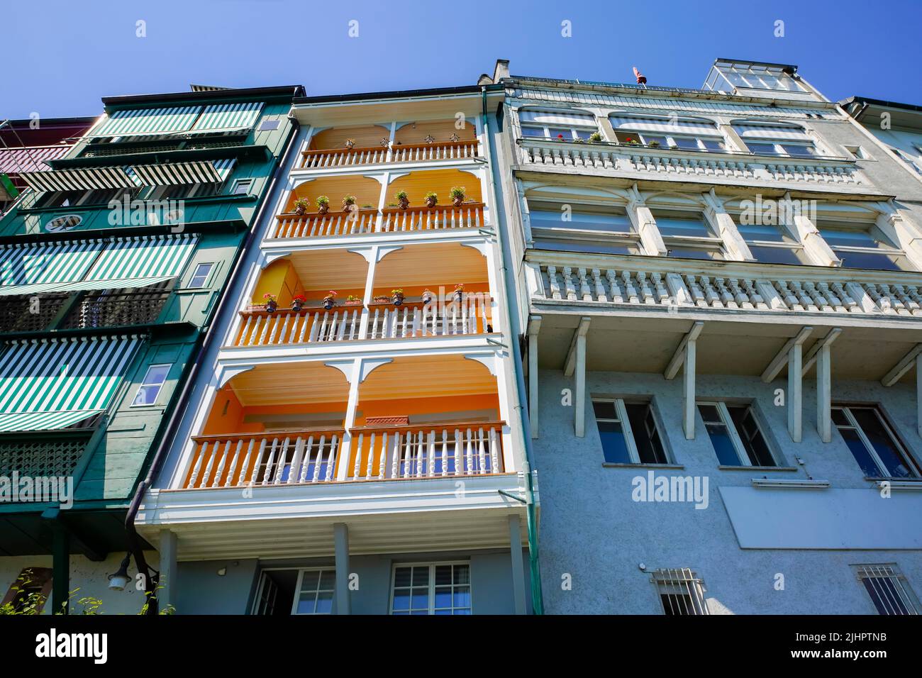 Residential buildings by St. Johanns-Rheinweg, Basel city, Basel-Stadt Canton, Switzerland. Stock Photo