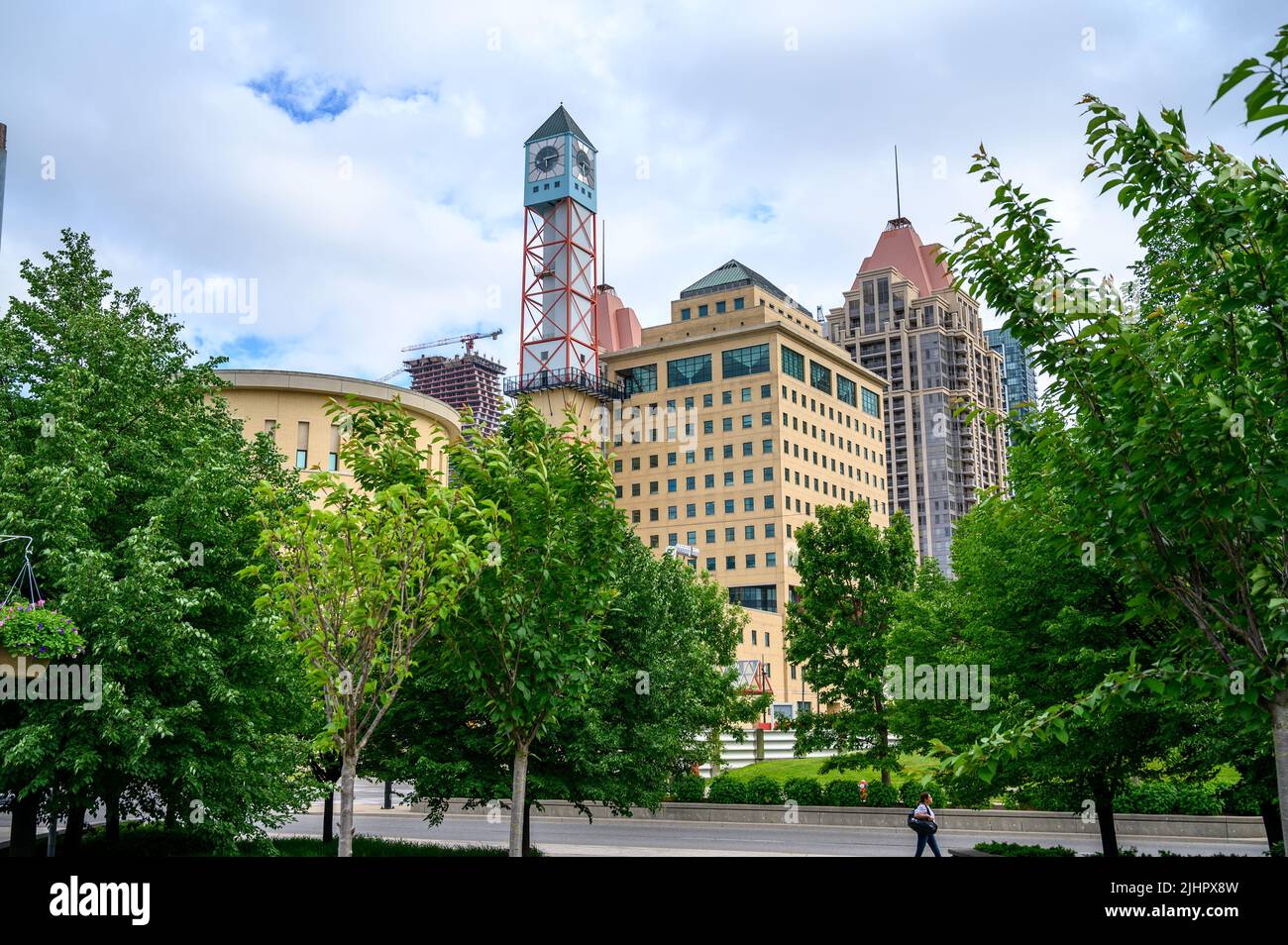 Mississauga City Hall seen from Square One, Mississauga, Ontario, Canada. Stock Photo