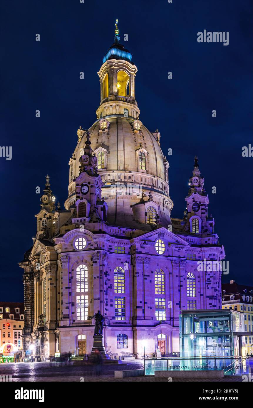 Dresden, Saxony, Germany: The world-famous Frauenkirche church on Neumarkt square. Stock Photo